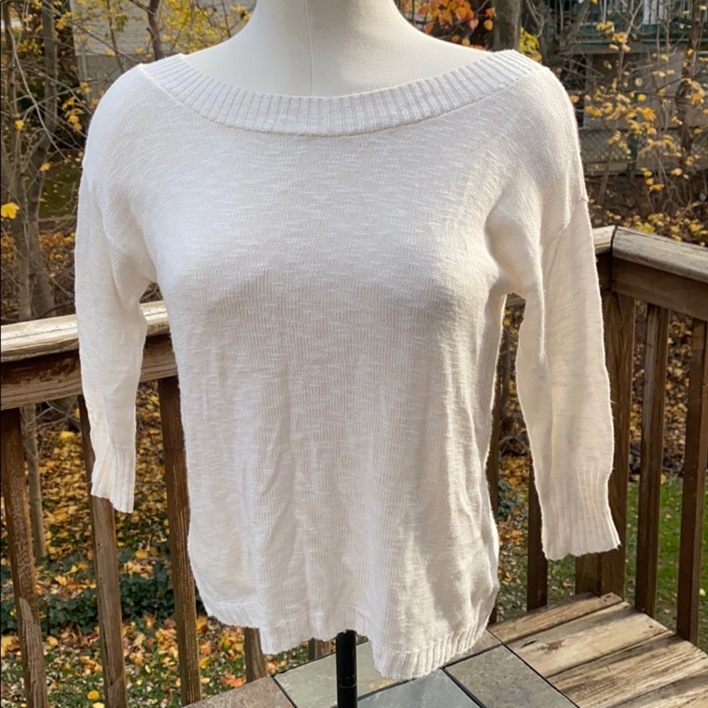Express Crew Neck Open Back Crop Sweater Small
